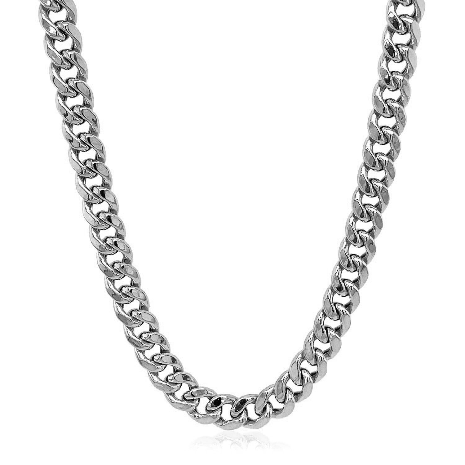 5.5mm 14k White Gold Miami Cuban Semi Solid Chain Bids.com