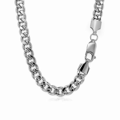 5.5mm 14k White Gold Miami Cuban Semi Solid Chain Bids.com