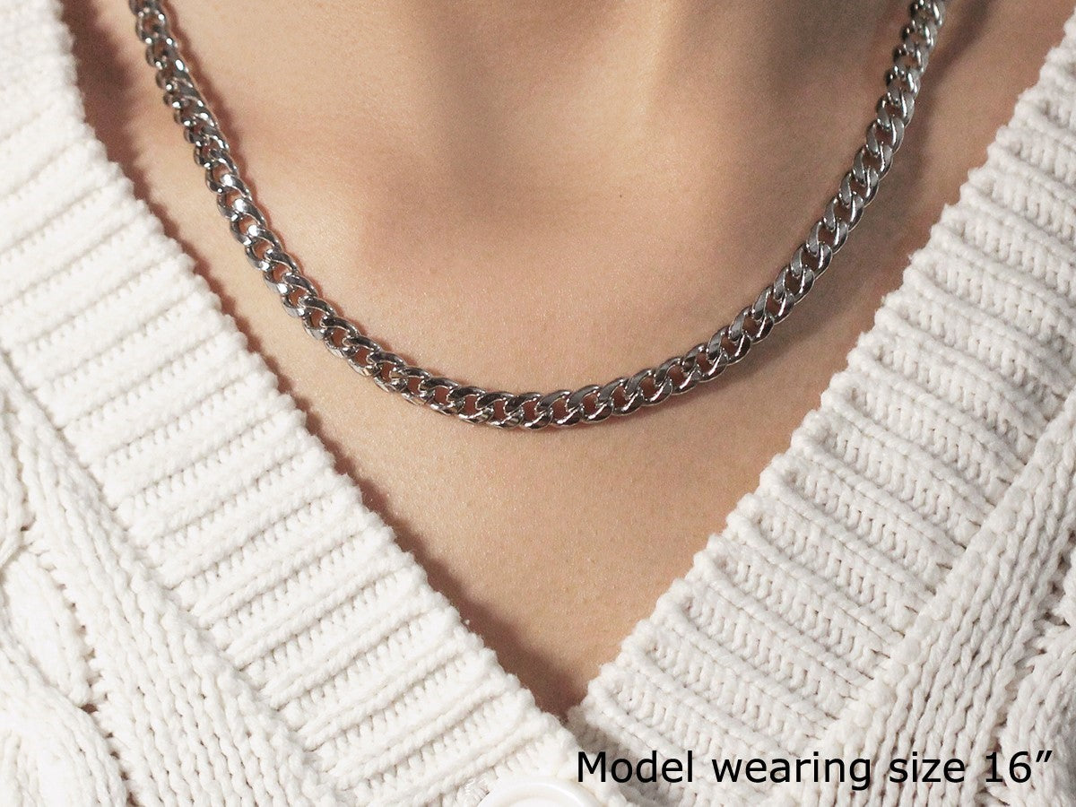 5.5mm 14k White Gold Miami Cuban Semi Solid Chain Bids.com