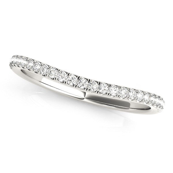 14k White Gold Pave Setting Style Curved Wedding Band (1/10 cttw) Bids.com