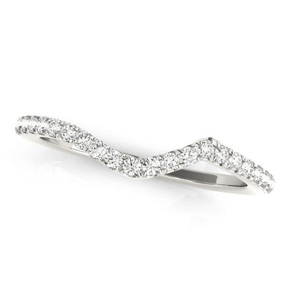 14k White Gold Modern Curved Diamond Wedding Band (1/6 cttw) Bids.com