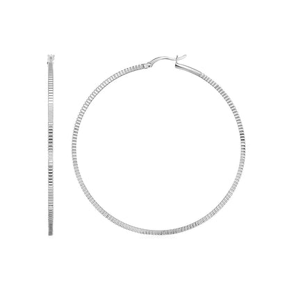 Ridge Textured Hoop Earrings in Sterling Silver Bids.com