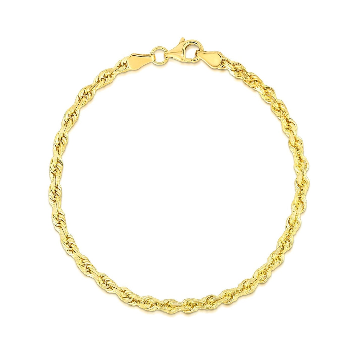 4.0mm 10k Yellow Gold Solid Diamond Cut Rope Bracelet Bids.com