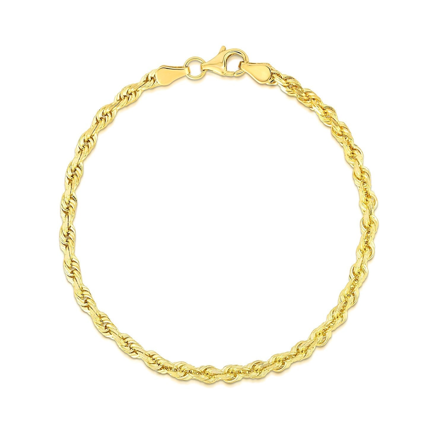 4.0mm 10k Yellow Gold Solid Diamond Cut Rope Bracelet Bids.com