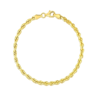 4.0mm 10k Yellow Gold Solid Diamond Cut Rope Bracelet Bids.com