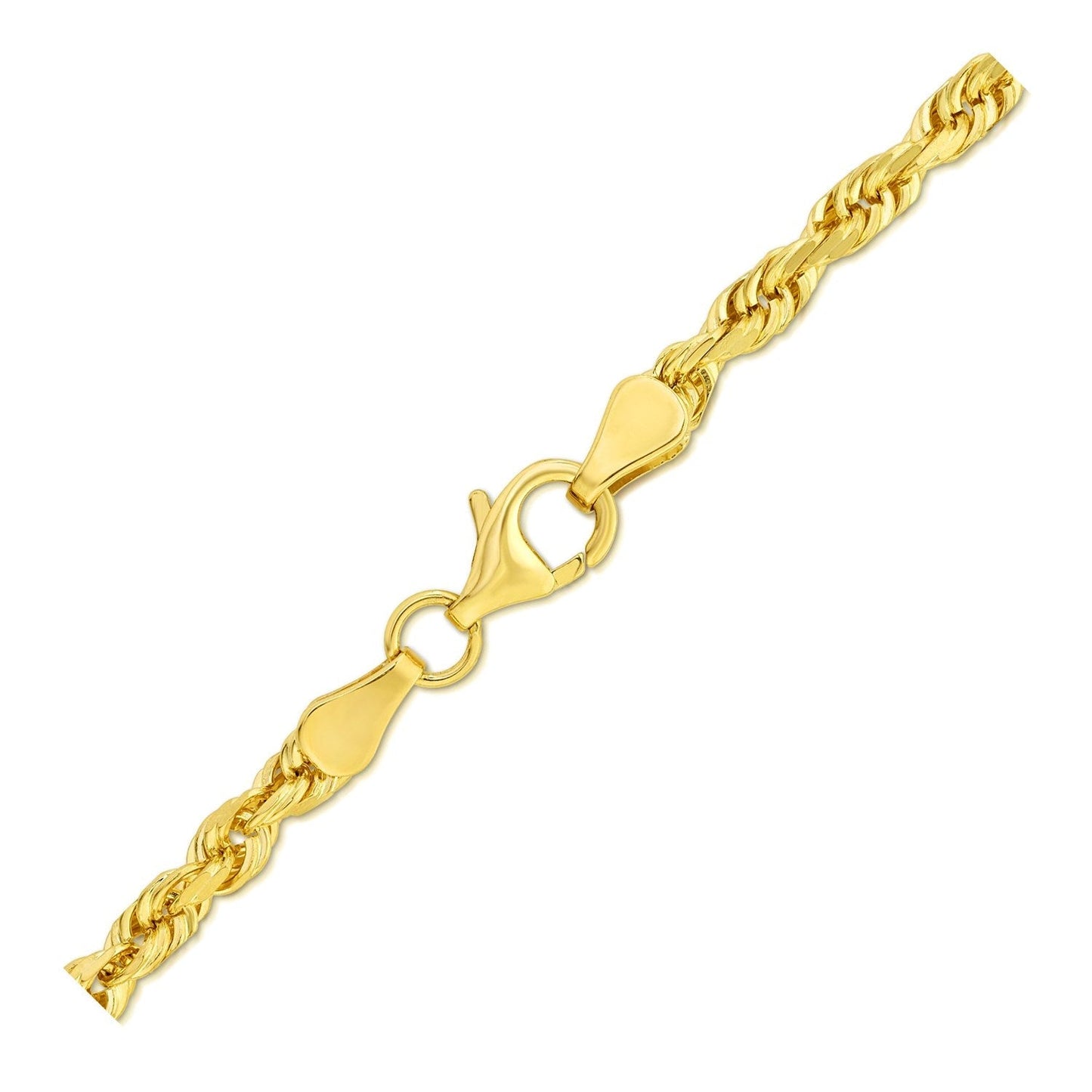 4.0mm 10k Yellow Gold Solid Diamond Cut Rope Bracelet Bids.com