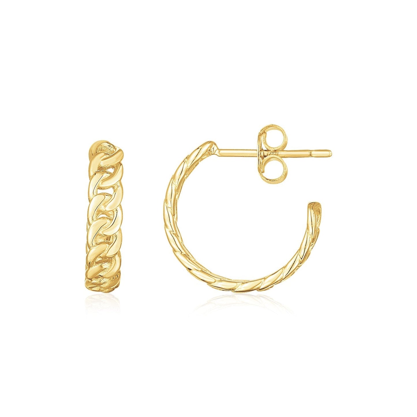 14K Yellow Gold Slender Curb Chain Hoop Earrings Bids.com