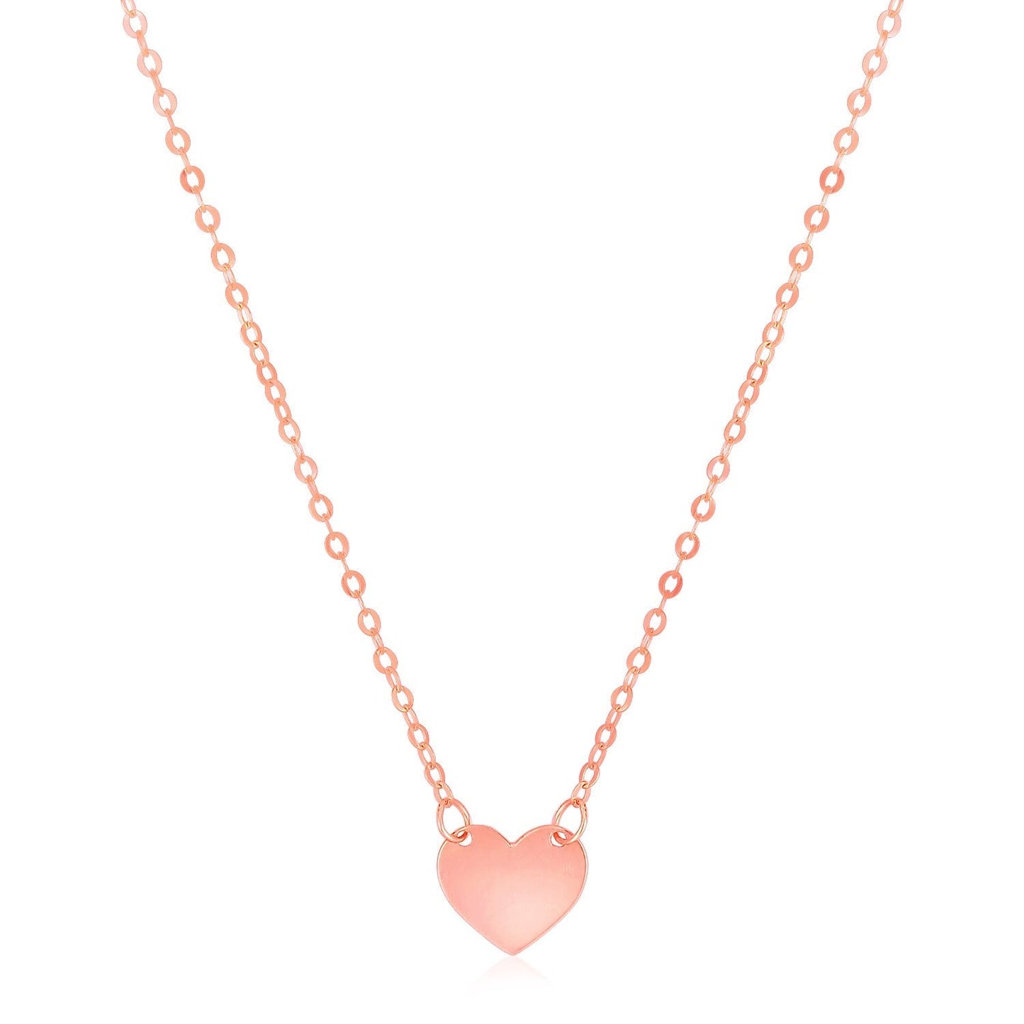 14k Rose Gold Polished Mini Heart Necklace Bids.com