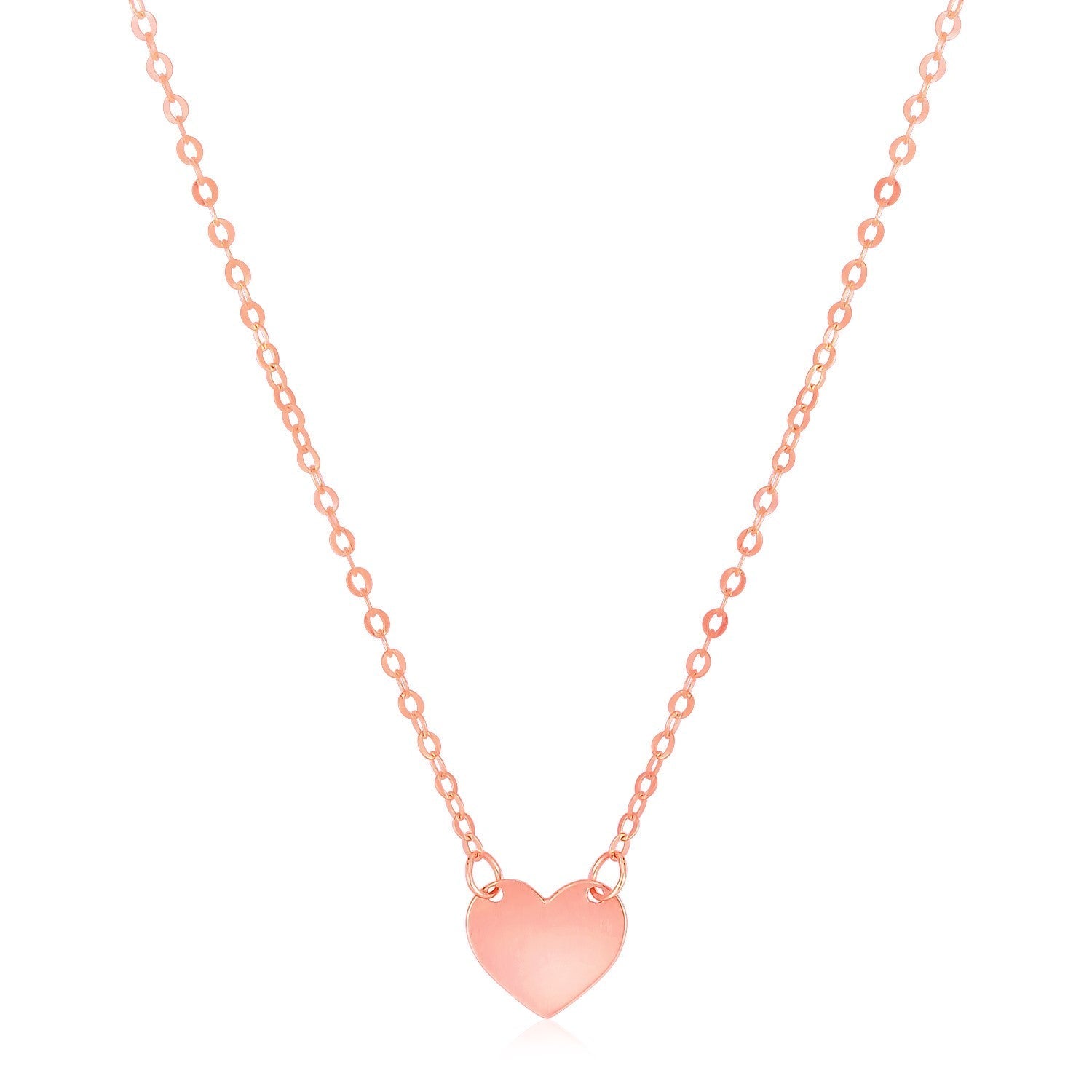 14k Rose Gold Polished Mini Heart Necklace Bids.com