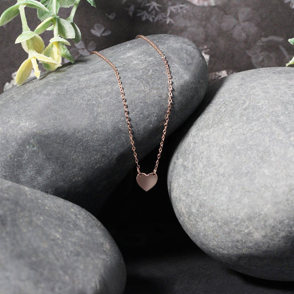 14k Rose Gold Polished Mini Heart Necklace Bids.com