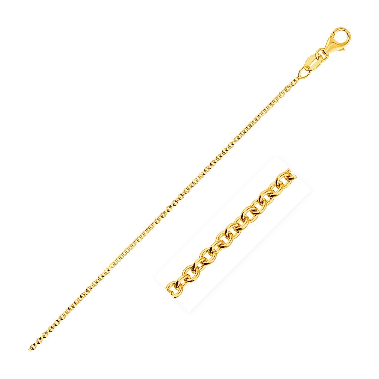 14k Yellow Gold Round Cable Link Chain 1.3mm Bids.com