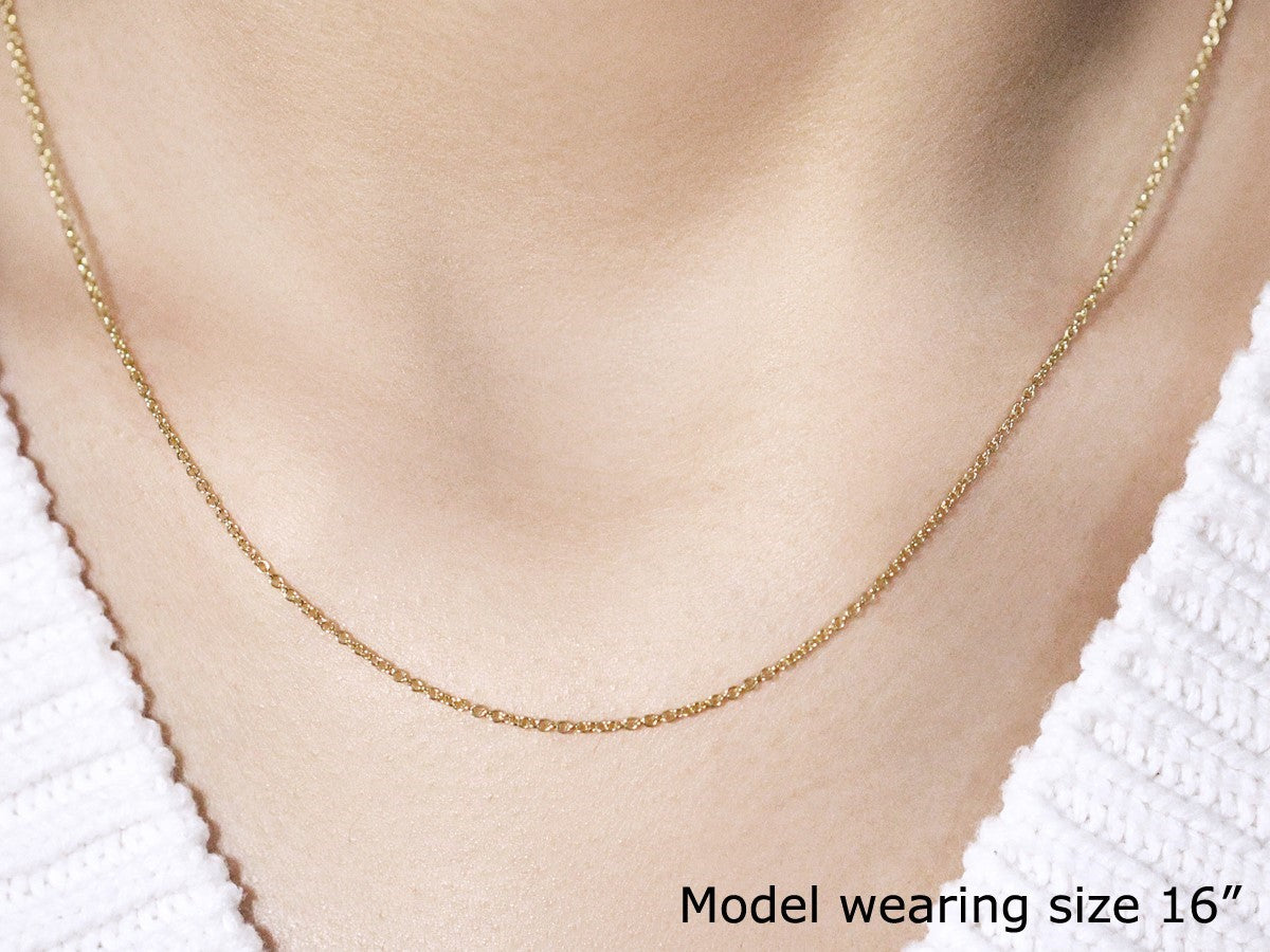 14k Yellow Gold Round Cable Link Chain 1.3mm Bids.com