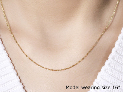 14k Yellow Gold Round Cable Link Chain 1.3mm Bids.com