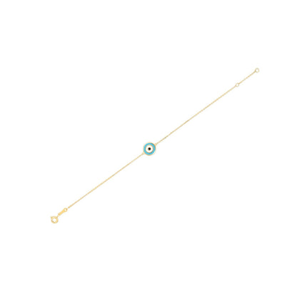 14k Yellow Gold Blue Evil Eye Bracelet (1.00 mm) Bids.com