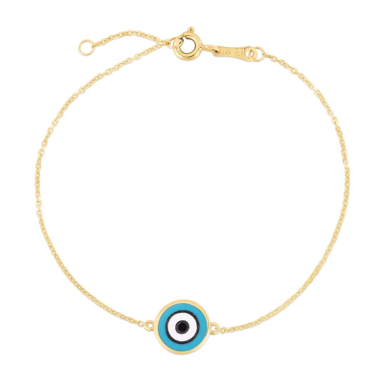 14k Yellow Gold Blue Evil Eye Bracelet (1.00 mm) Bids.com