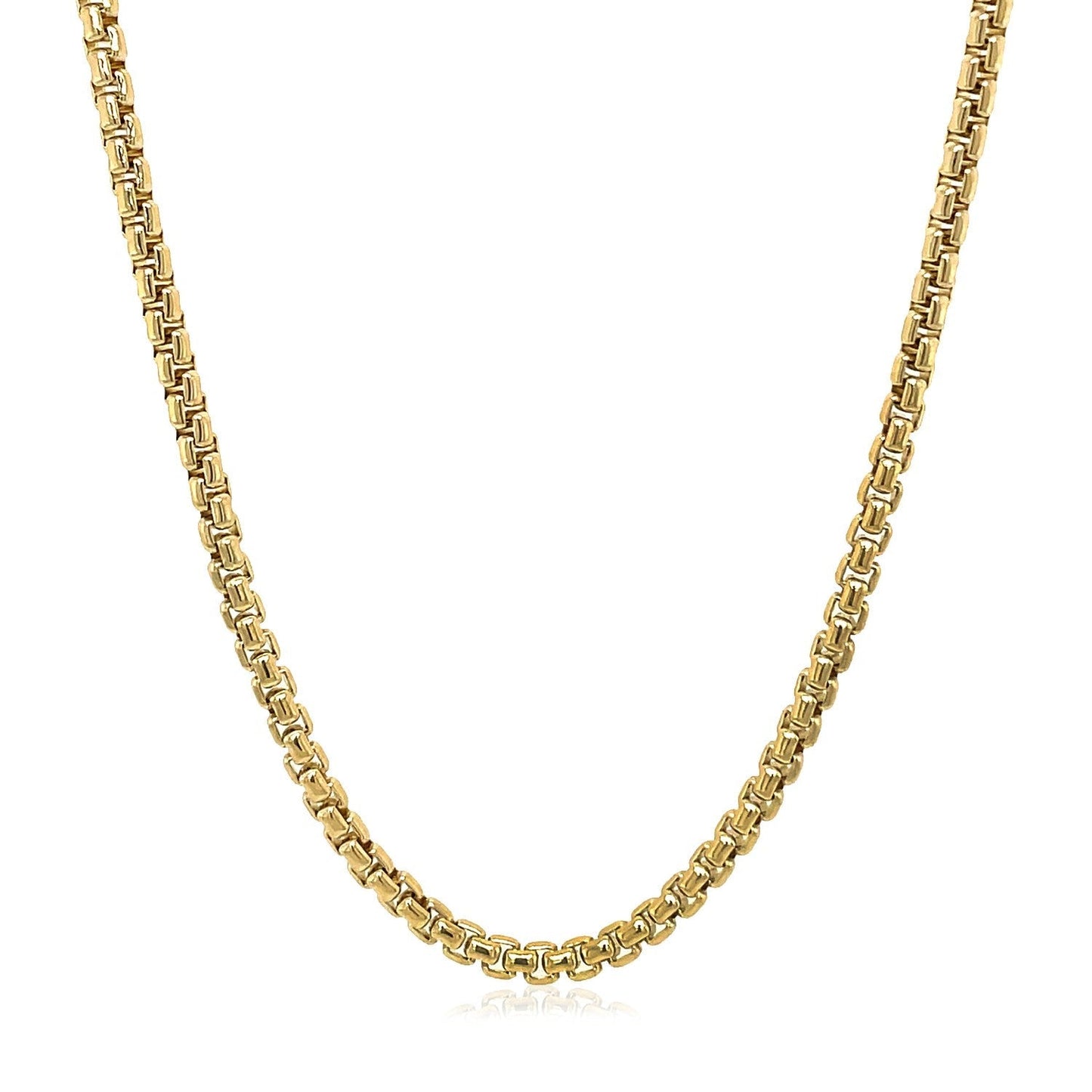 14k Yellow Gold Solid Round Box Chain 2.5 mm Bids.com