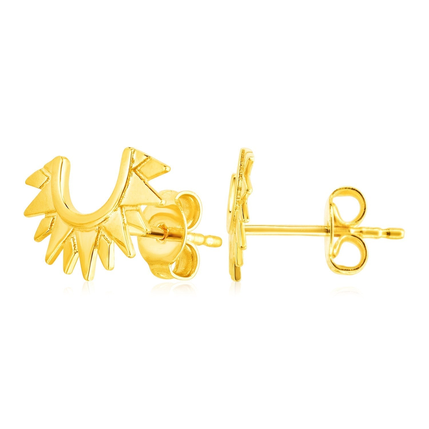 14k Yellow Gold Half Sunburst Post Earrings Bids.com