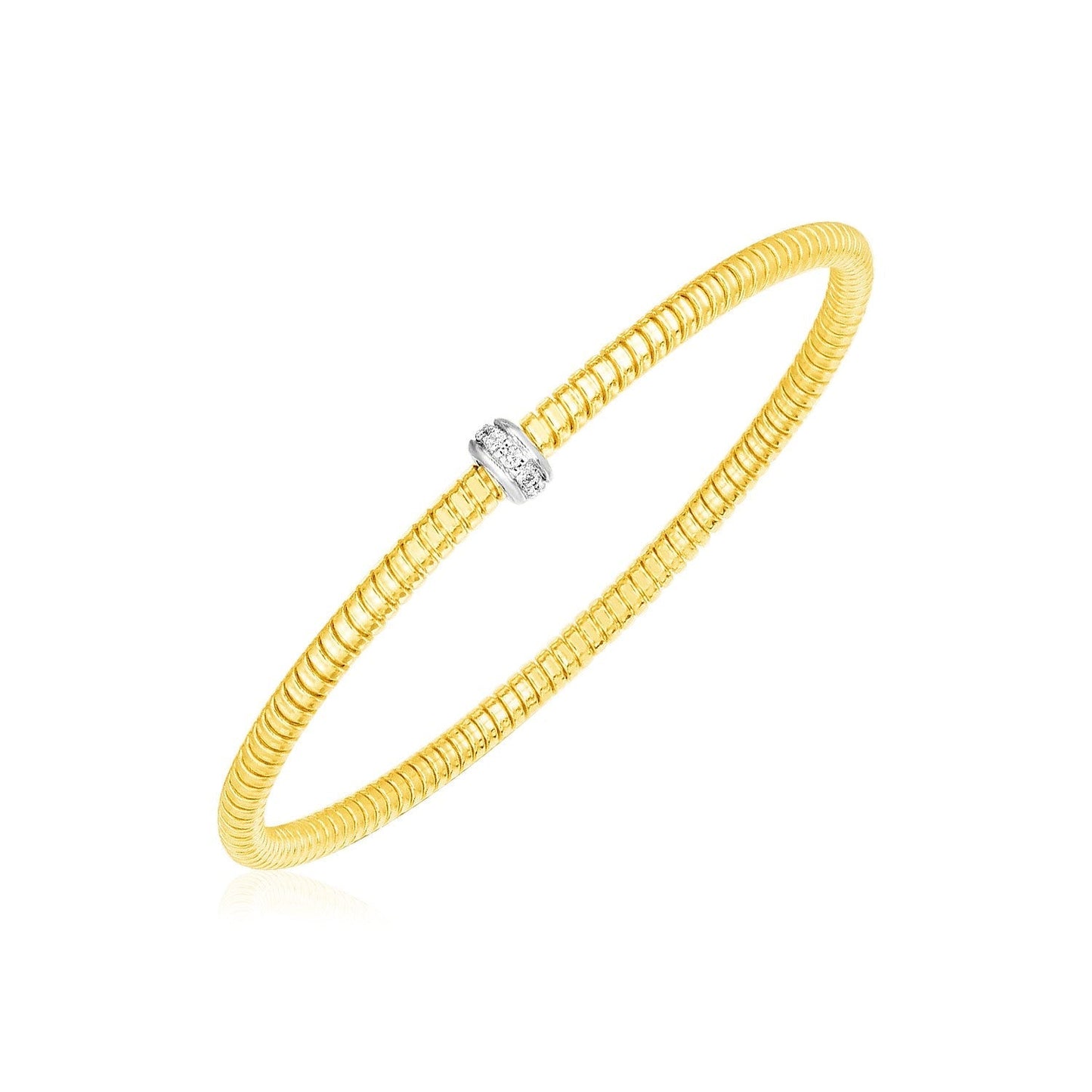 14k Yellow Gold Stretch Bangle with Diamonds Bids.com