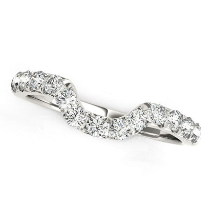 14k White Gold Curved Design Pave Diamond Wedding Ring (1/6 cttw) Bids.com