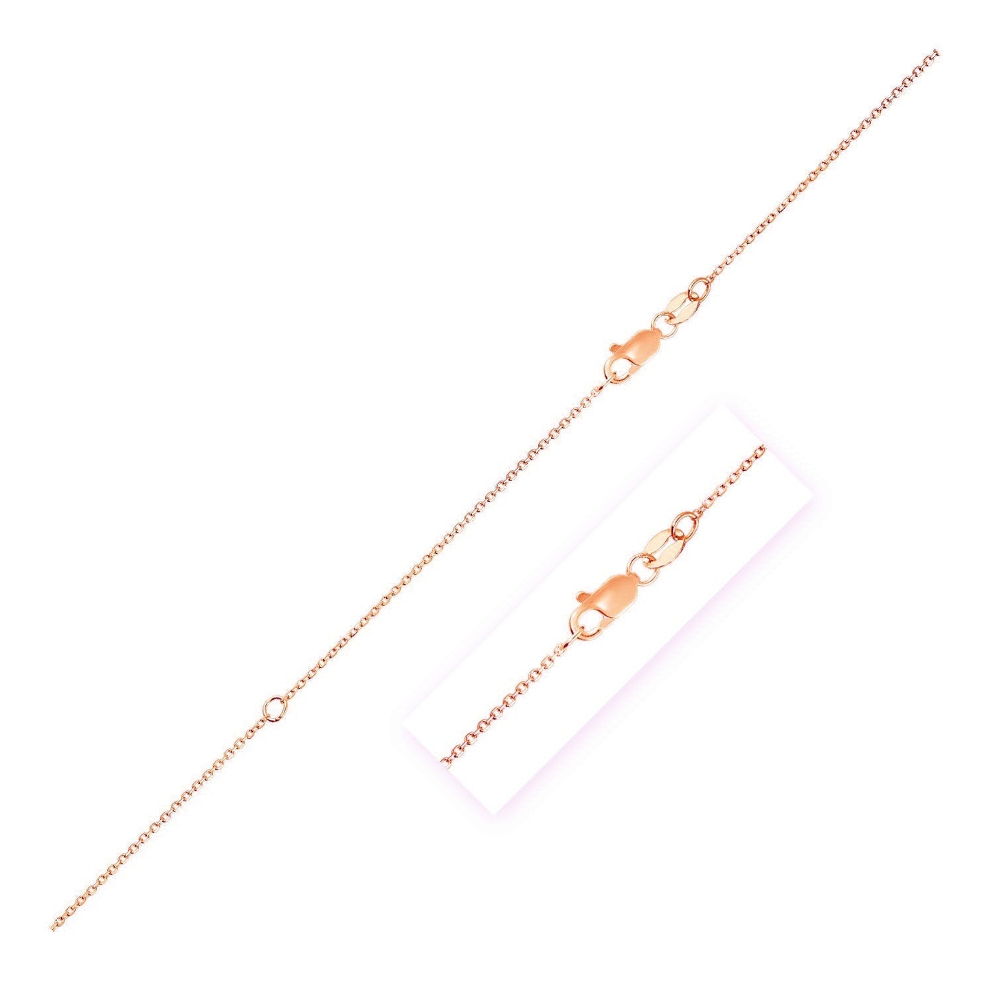 14k Rose Gold Adjustable Cable Chain (1.10 mm) Bids.com