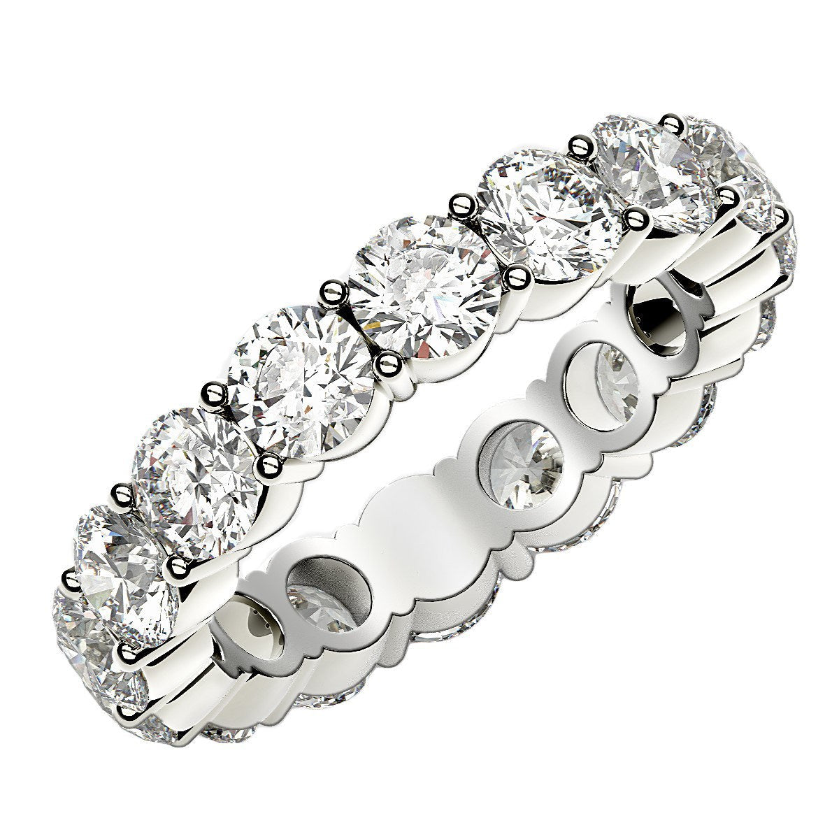 Round Cut Lab Grown Diamond Eternity Ring in 14k White Gold (4 cttw FG/VS2) Bids.com