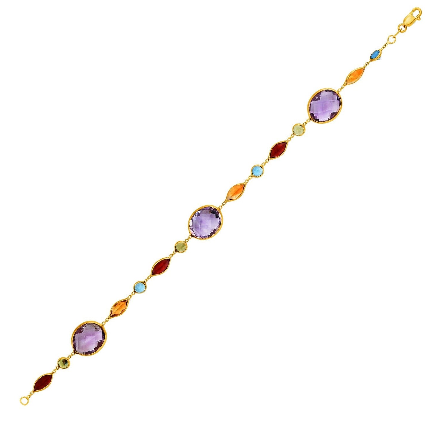 14k Yellow Gold Bracelet with Multi-Colored Stones Bids.com