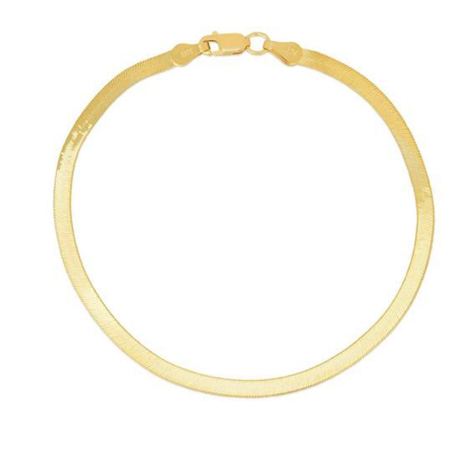 1.5mm 14k Yellow Gold Super Flex Herringbone Anklet Bids.com