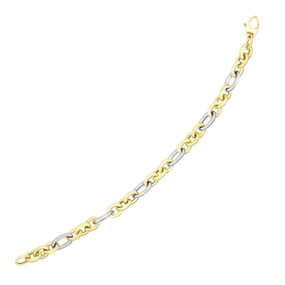 14k Two-Tone Gold Long and Short Style Oval Link Bracelet Bids.com