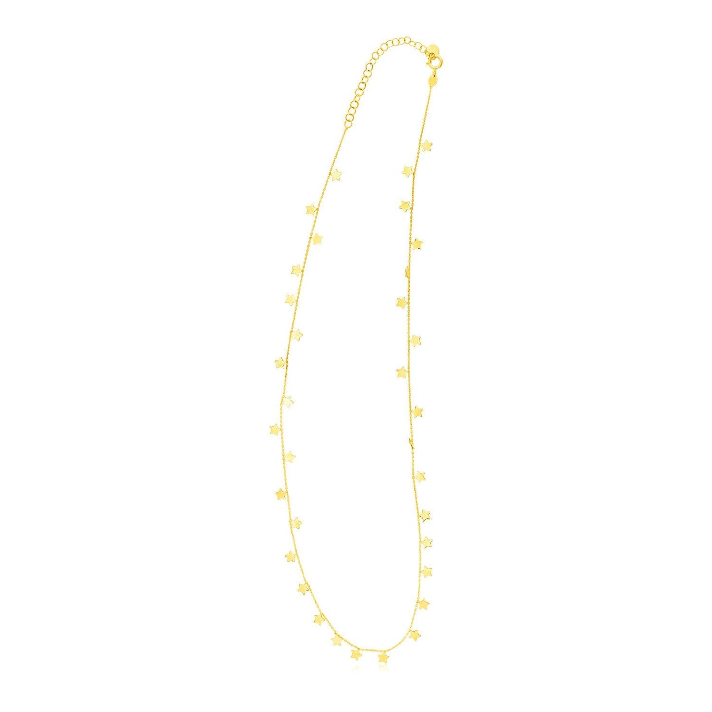 14K Yellow Gold Necklace with Dangling Stars Bids.com