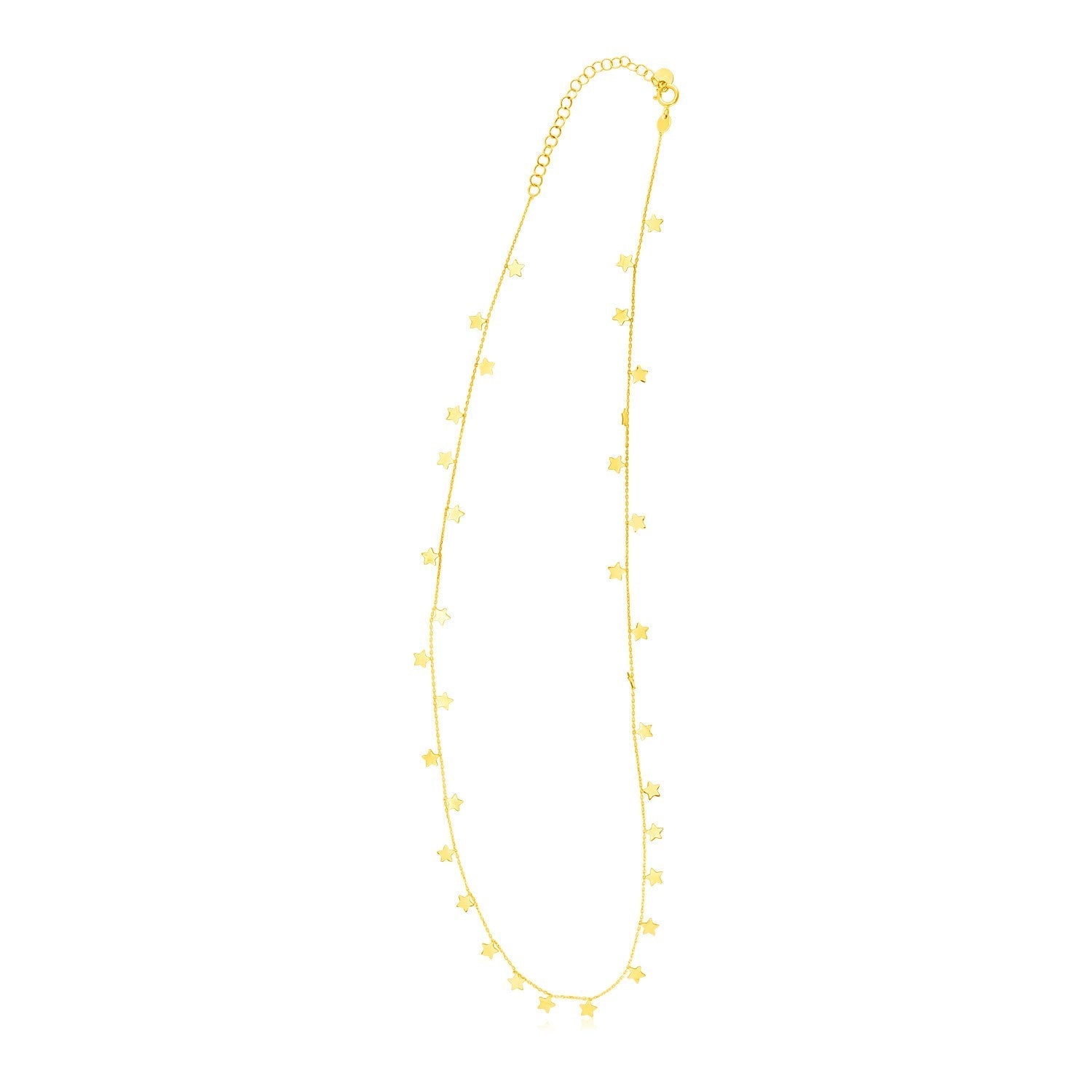 14K Yellow Gold Necklace with Dangling Stars Bids.com