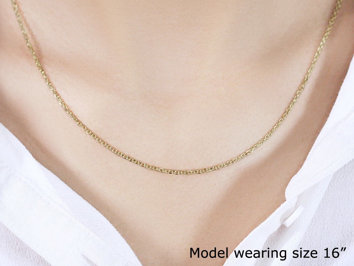 18k Yellow Gold Diamond Cut Cable Link Chain (1.40 mm) Bids.com