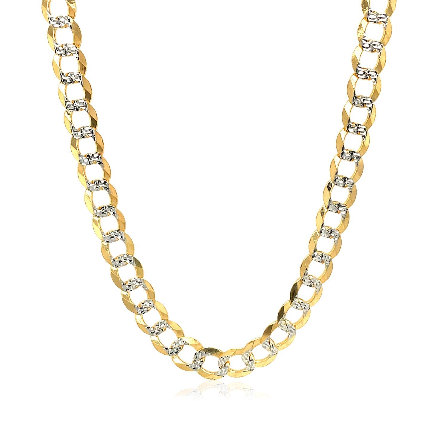 5.7mm 14k Two Tone Gold Pave Curb Chain Bids.com