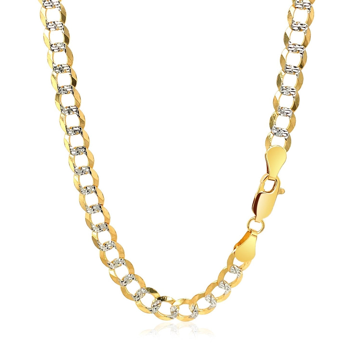 5.7mm 14k Two Tone Gold Pave Curb Chain Bids.com