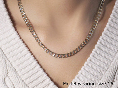 5.7mm 14k Two Tone Gold Pave Curb Chain Bids.com
