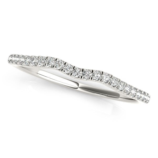14k White Gold Wave Theme Diamond Wedding Band (1/8 cttw) Bids.com