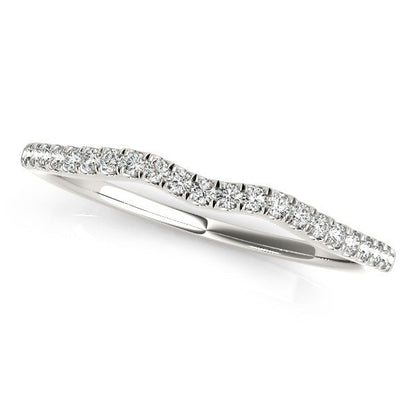 14k White Gold Wave Theme Diamond Wedding Band (1/8 cttw) Bids.com