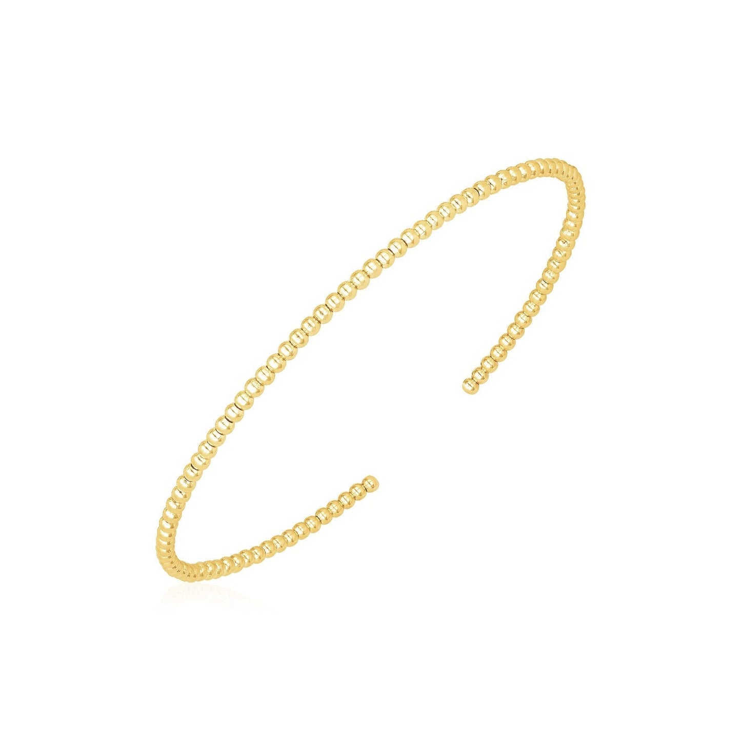 14k Yellow Gold High Polish Bead Cuff Bangle (2mm) Bids.com