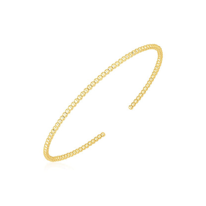 14k Yellow Gold High Polish Bead Cuff Bangle (2mm) Bids.com