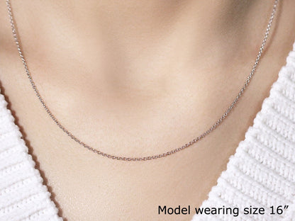 14k White Gold Round Cable Link Chain 1.3mm Bids.com