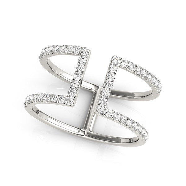 14k White Gold Modern Dual Band Style Diamond Ring (1/2 cttw) Bids.com