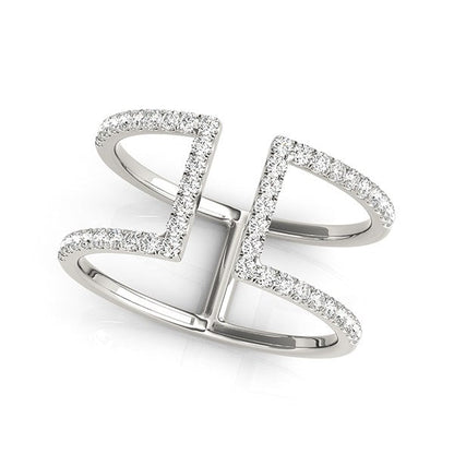 14k White Gold Modern Dual Band Style Diamond Ring (1/2 cttw) Bids.com