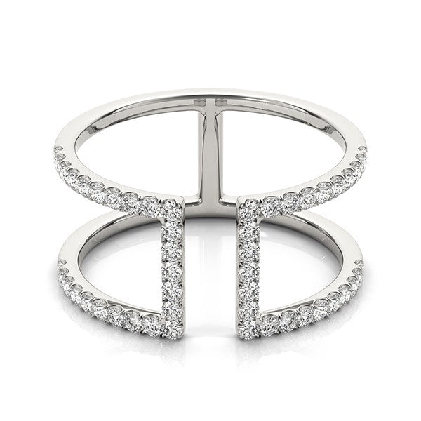 14k White Gold Modern Dual Band Style Diamond Ring (1/2 cttw) Bids.com