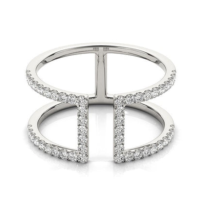 14k White Gold Modern Dual Band Style Diamond Ring (1/2 cttw) Bids.com