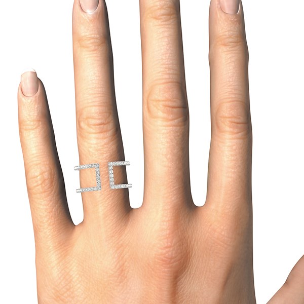 14k White Gold Modern Dual Band Style Diamond Ring (1/2 cttw) Bids.com
