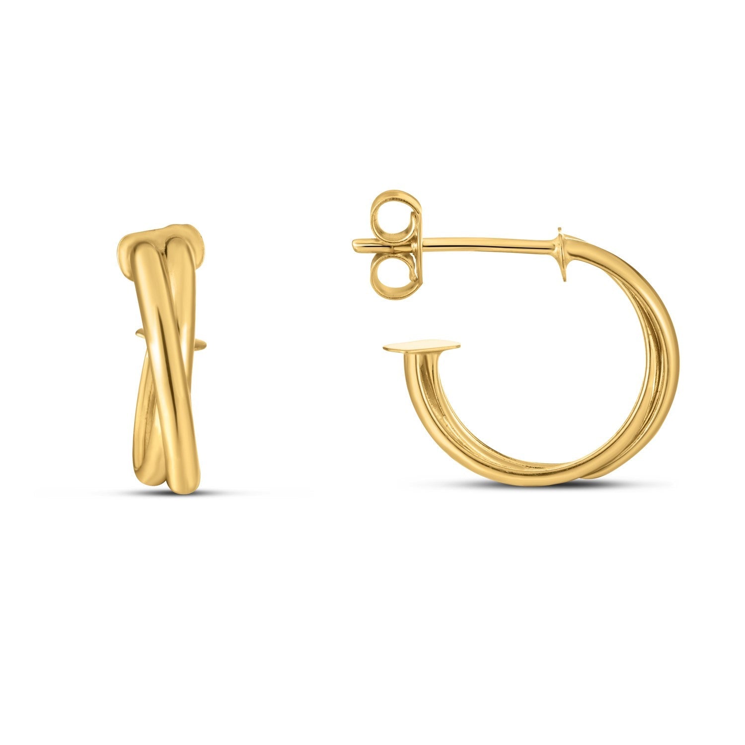 14k Yellow Gold Crossover Hoops Bids.com