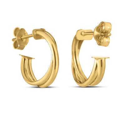14k Yellow Gold Crossover Hoops Bids.com