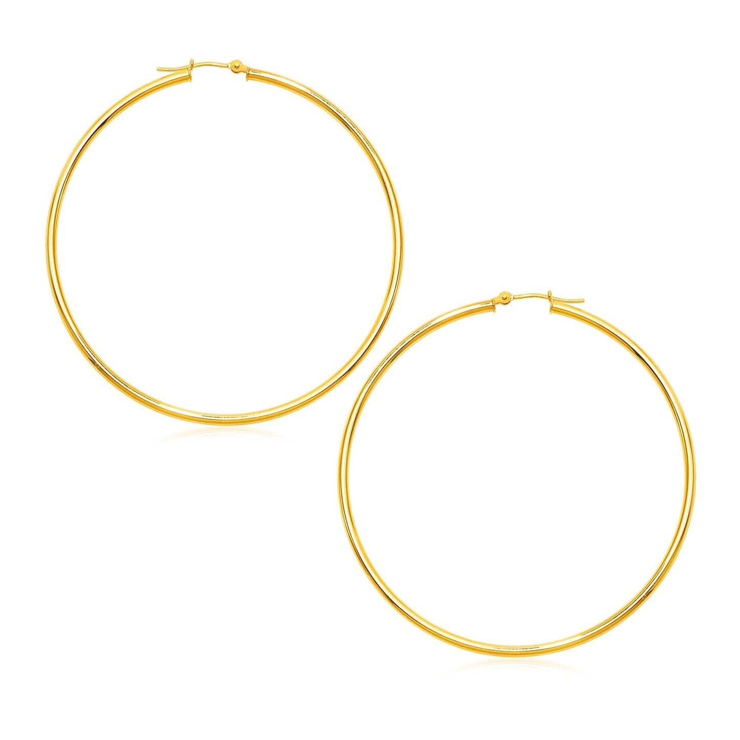14k Yellow Gold Polished Large Round Hoop Earrings Bids.com