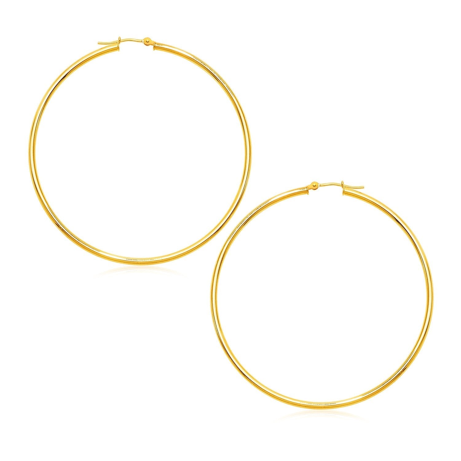 14k Yellow Gold Polished Large Round Hoop Earrings Bids.com