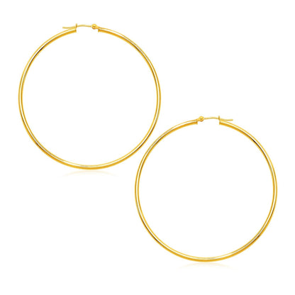 14k Yellow Gold Polished Large Round Hoop Earrings Bids.com