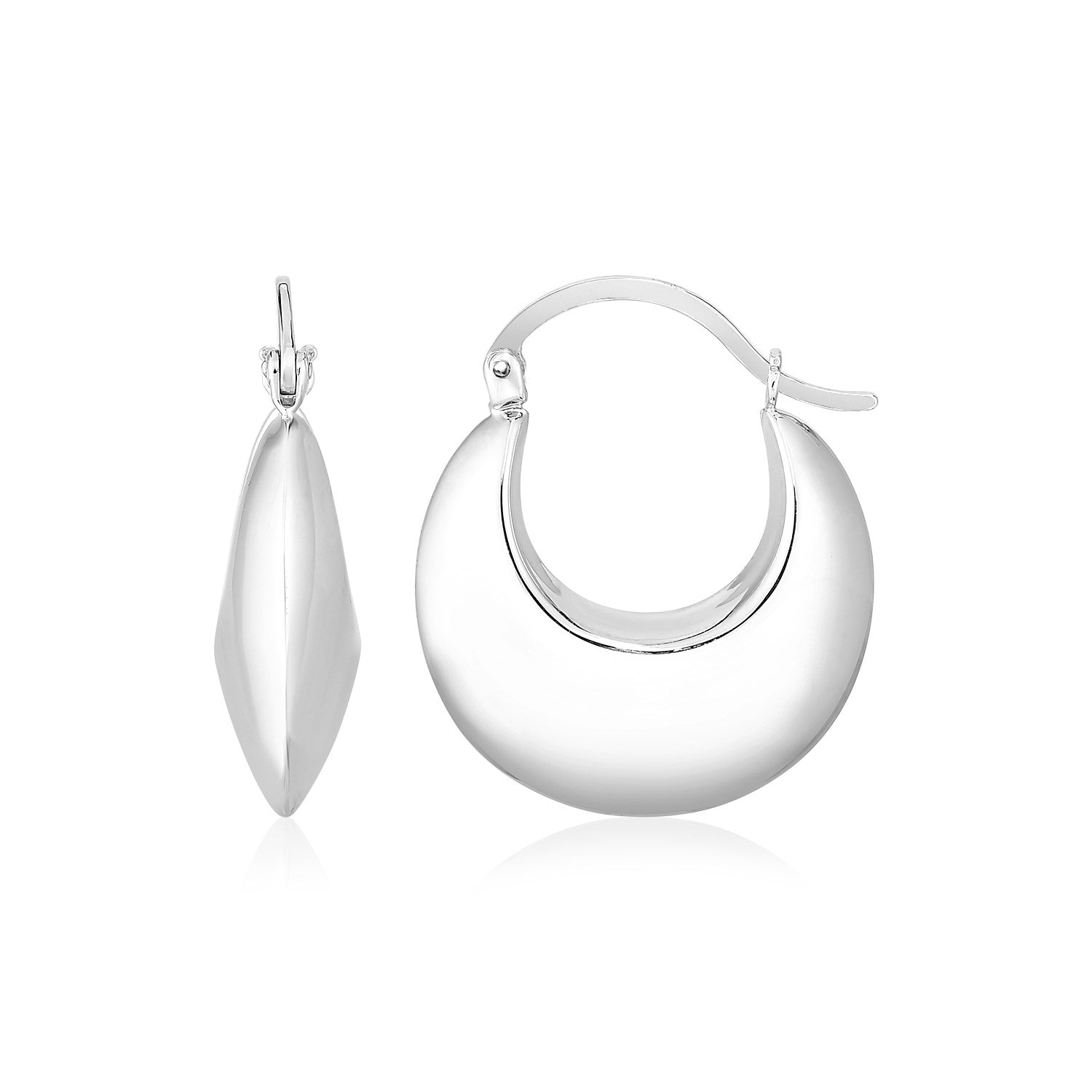 Sterling Silver Polished Puffed Hoop Earrings Bids.com